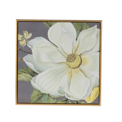 Set of 4 White and Gold Botanical Wall Art Prints, Home Decor for Living Room Dining Room Bedroom Hallway, 19.7” x 19.7”