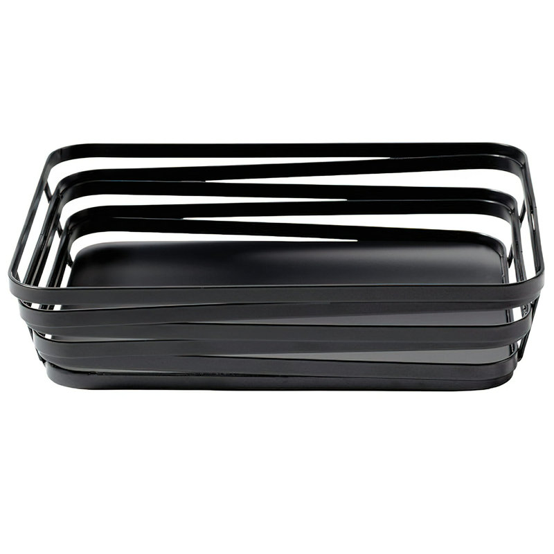 WB-982-R - Panier de service rectangulaire en fil métallique rouge de 9 po x 7 po de hauteur 2,25 po, Noir, noir, noir, noir