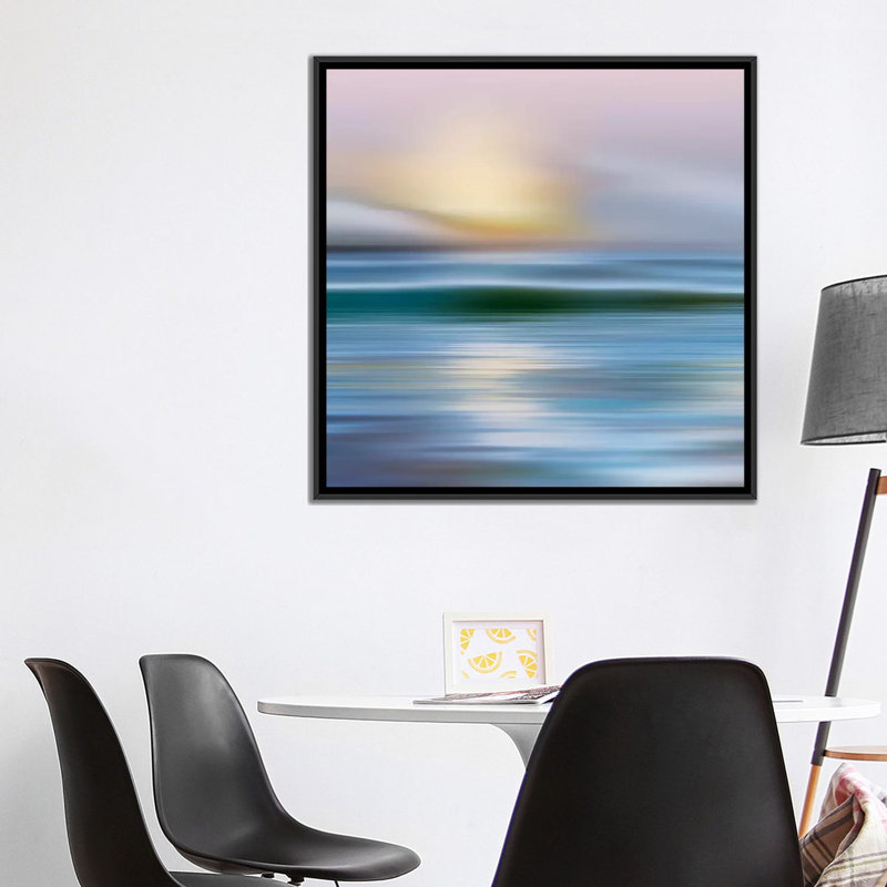 «Early Morning, Zuma Beach», impression sur toile, H 18 po x l 18 po x P 1,5 po, Toile avec cadre noir, Pas de tapis