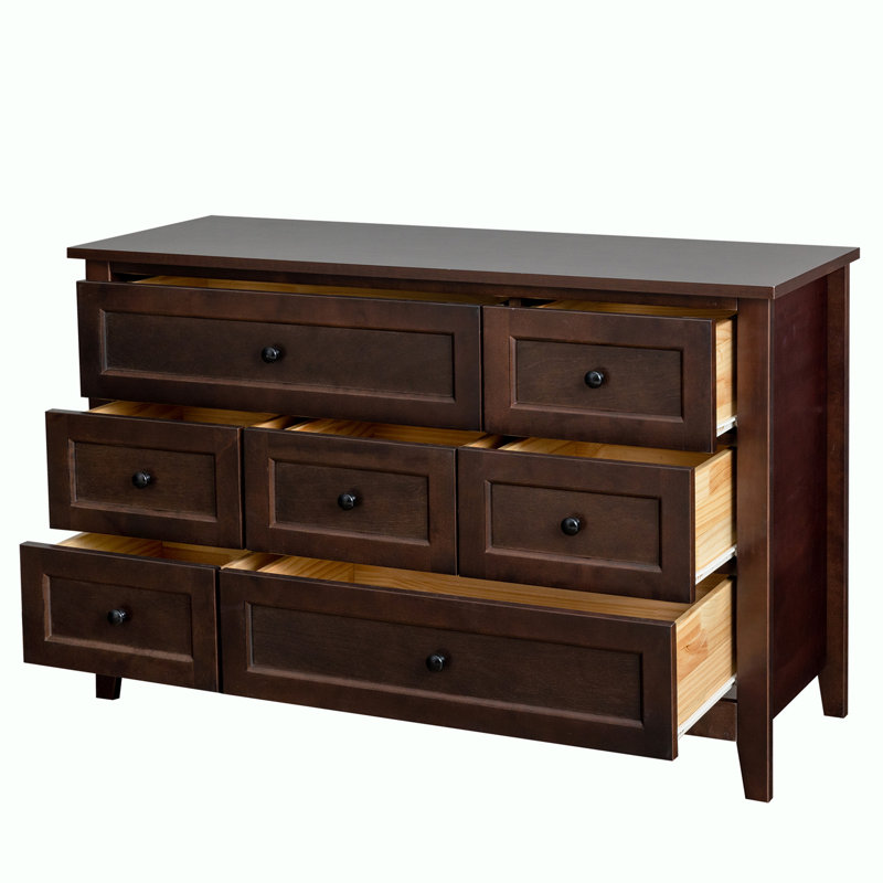 Commode de rangement en bois massif à 7 tiroirs Doswell