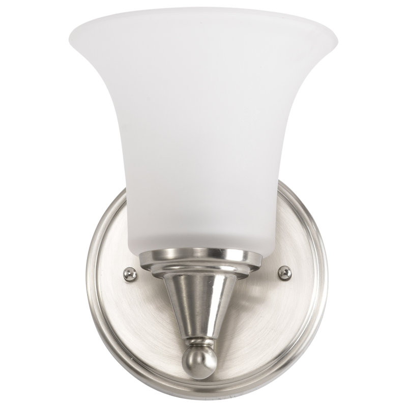 Steel Armed Sconce, Brushed Nickel / Frosted