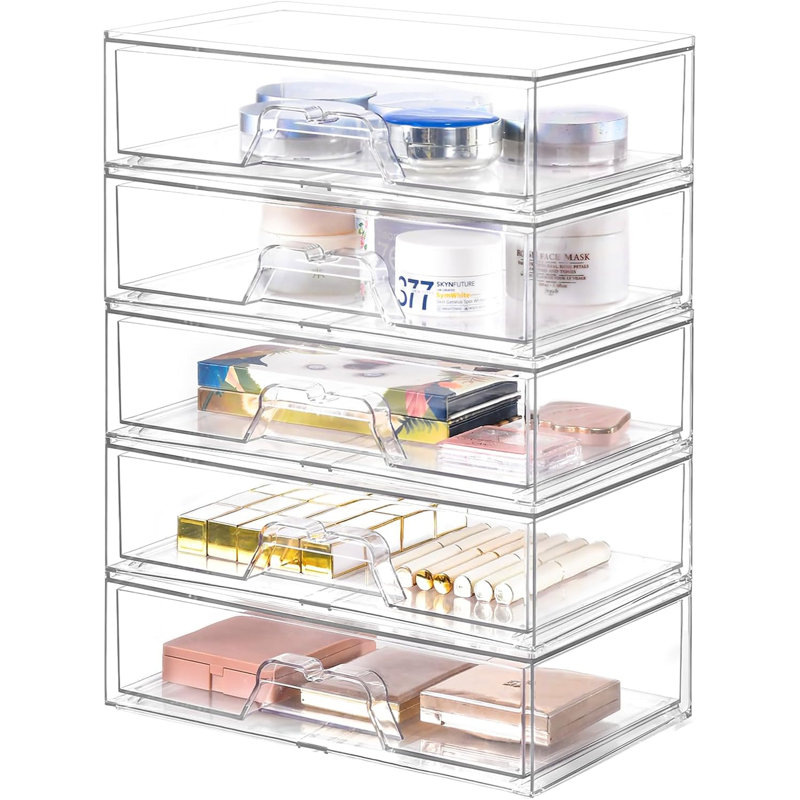 5-pack Stackable Acrylic Makeup Organizers