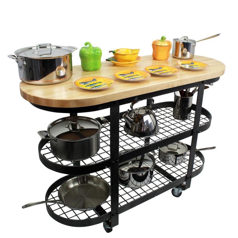 Gourmet Kitchen Cart with Butcher Block Top
