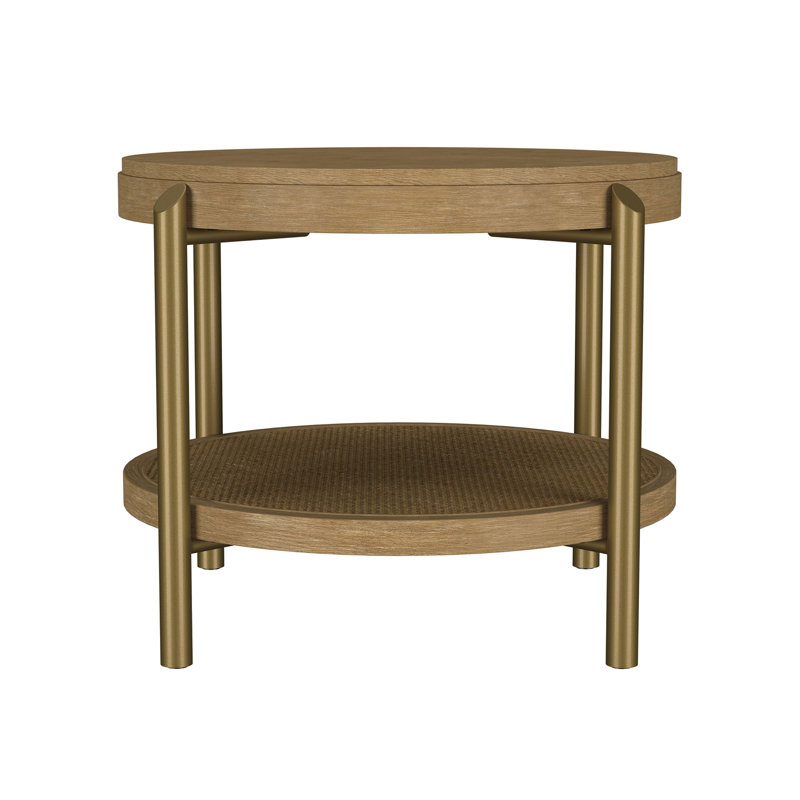 Table d'appoint ronde avec tablette de rangement, Sand