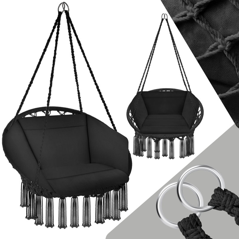 Hanging Egg Chair With Cushion, Black