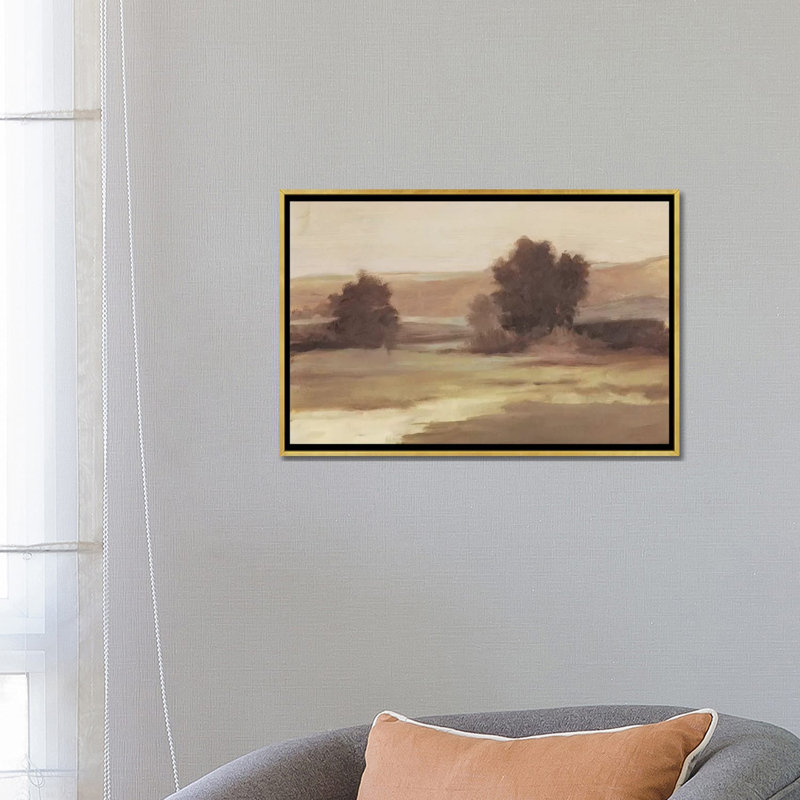 "Discrète Landscape II" par Ethan Harper, reproduction d’art, H 18 po x l 26 po x P 1,5 po, Toile encadrée d'or, Pas de tapis