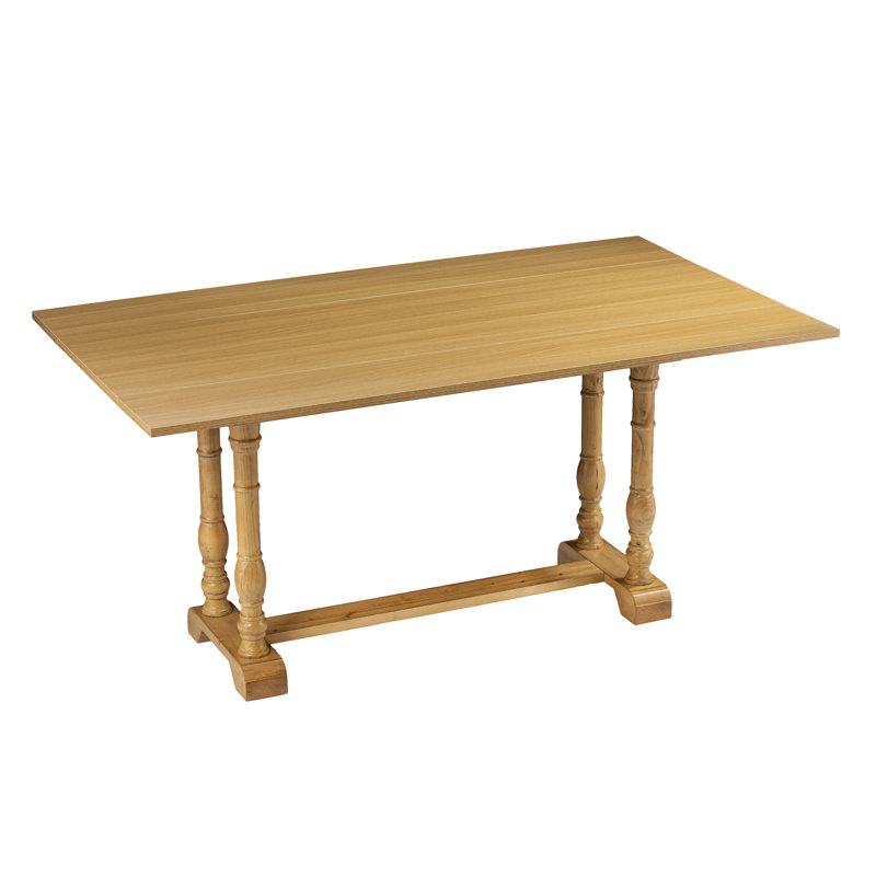 Table de salle à manger à tréteaux en bois d'hévéa Pauling, Chêne naturel