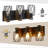 3-Light Industrial Farmhouse Wood and Black Metal Vanity Light with Mesh Metal Shades-175677070