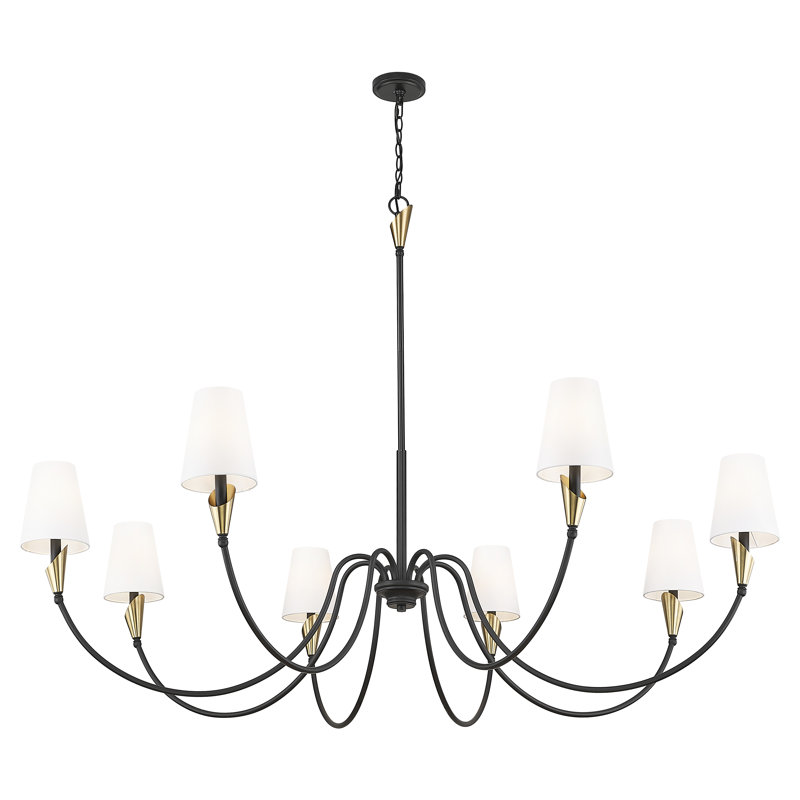 Lustre moderne Elvin, Noir mat / Or, H 45 po x l 65 po x P 65 po, 8 lumières