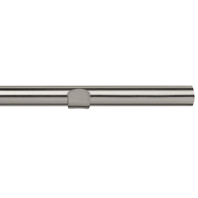 2.8cm Single Curtain Pole, 300 cm W x 2.8 cm H, Satin Silver