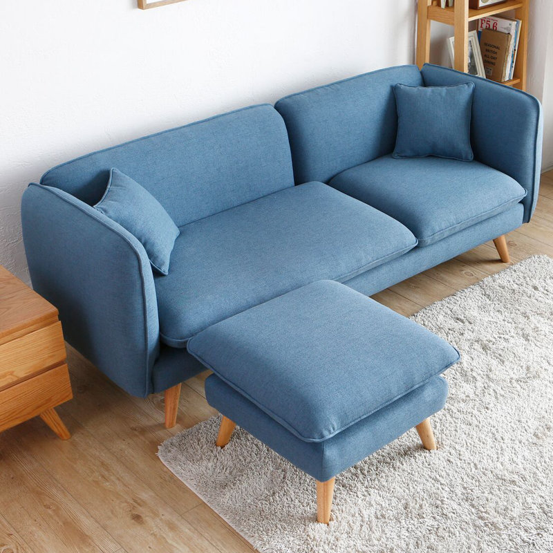 Canapé modulaire à accoudoirs arrondis 80 po Cilegon, bleu