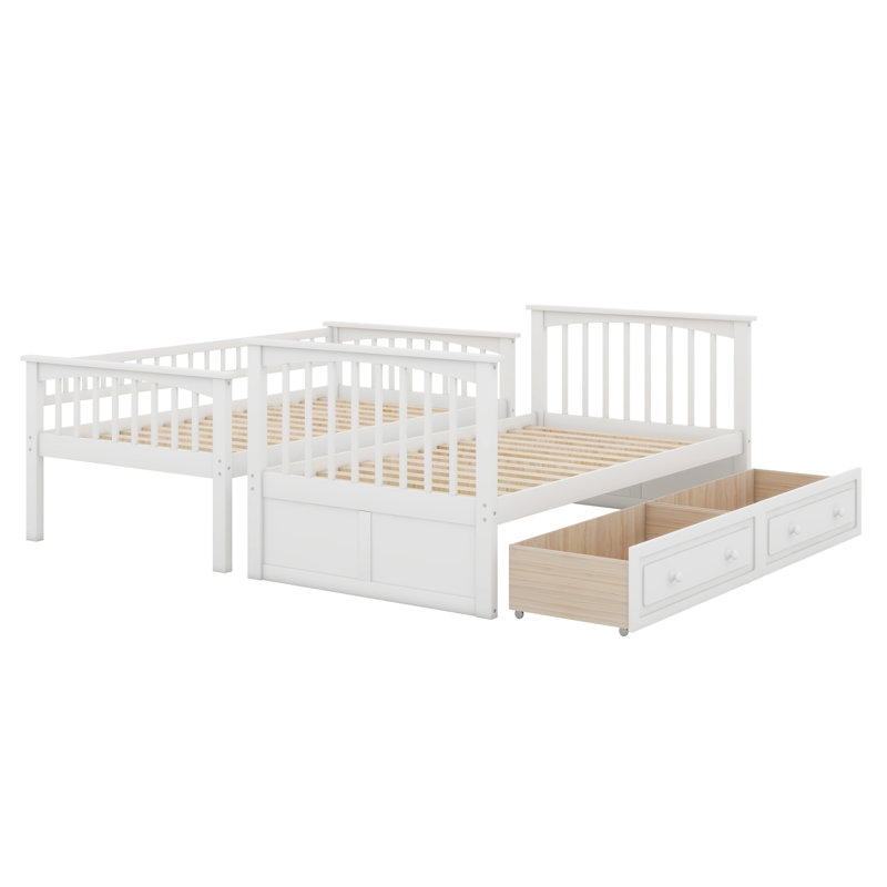 Lit superposé simple avec tiroirs Jhara Kids, Twin, Blanc
