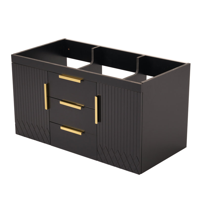 Meuble-lavabo de salle de bain mural 36 po sans lavabo 36 po avec lavabo flottant (non inclus), Noir