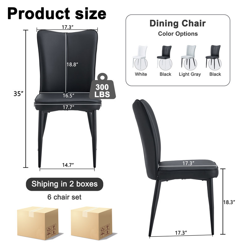 Lyne 18.3'' H Faux Leather Upholstered Parsons Chair, Black