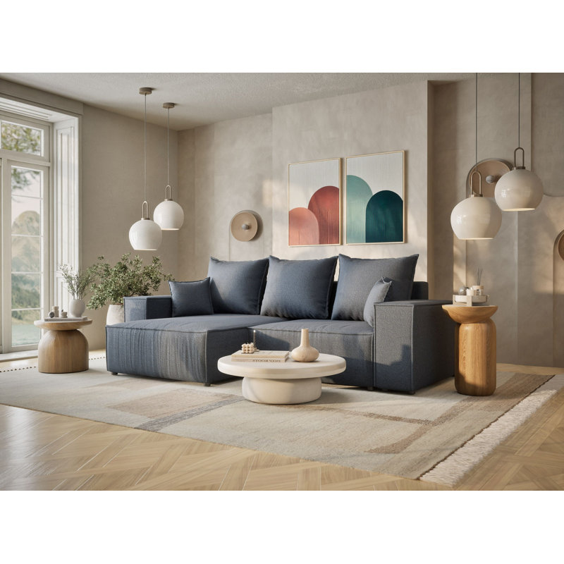 Upholstered Corner Sofa, Left Hand Facing, Blue