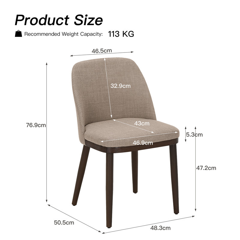 Upholstered Solid Wood Fabric Dining Chair, Camel