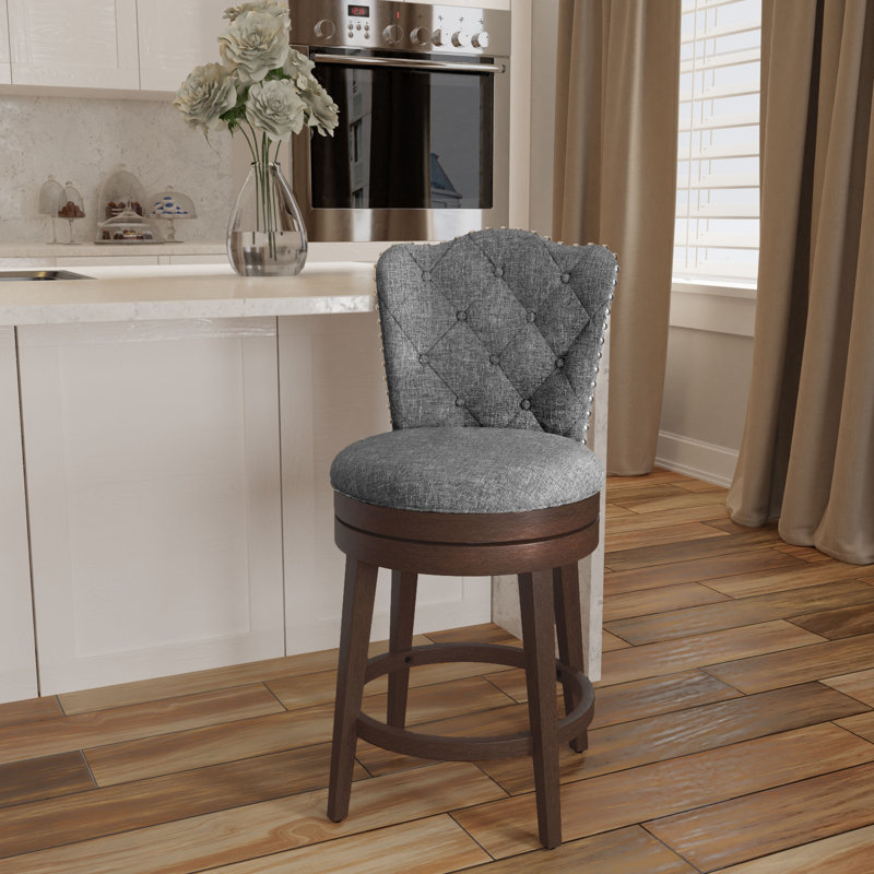 Tabouret de bar et de comptoir pivotant Marthasville, Tabouret de comptoir (assise à une hauteur de 26,, Gris fumée
