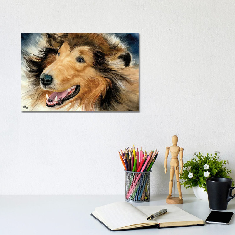 In the Rough - Collie 1 Piece Wrapped Canvas Painting, 20.32cm H x 30.48cm W