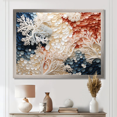 Art sur toile, corail sous-marin rose et blanc