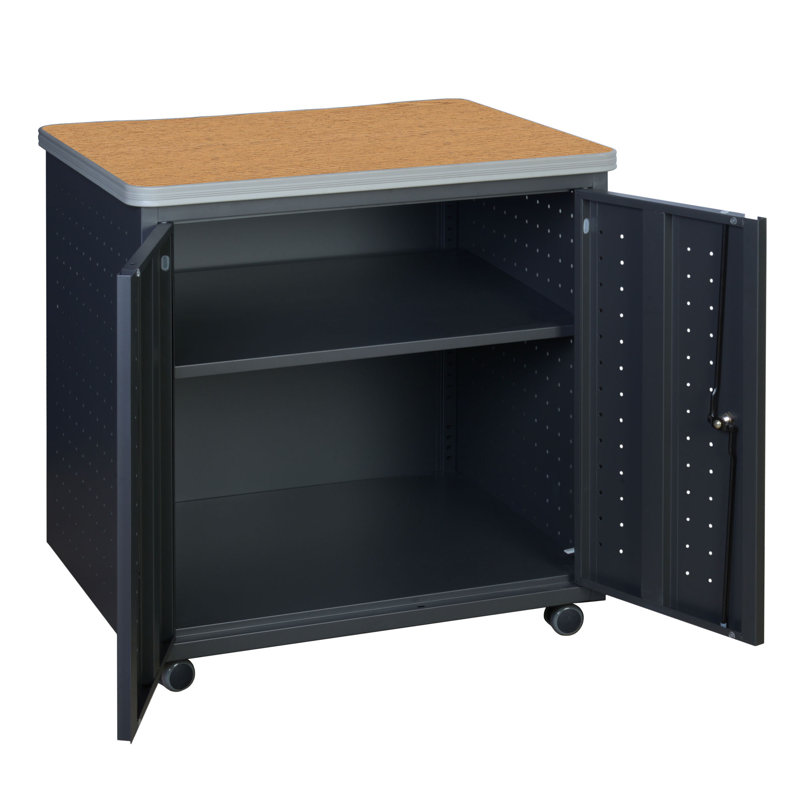 Table utilitaire / fax / à copie mobile en acier Regency Mesa 30 po x 23,25 po, Chêne / gris