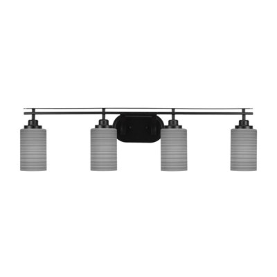 Aleijah 4 Light Bath Bar Shown With 4" Grey Matrix Glass