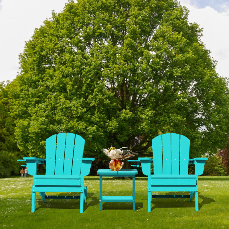 Folding Resin Adirondack Chairs (set Of 2), Blue