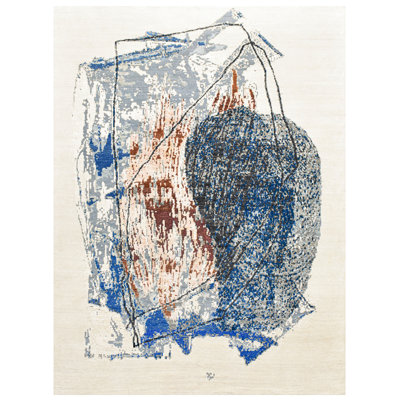 Handmade Silk and Wool Abstract Area Rug