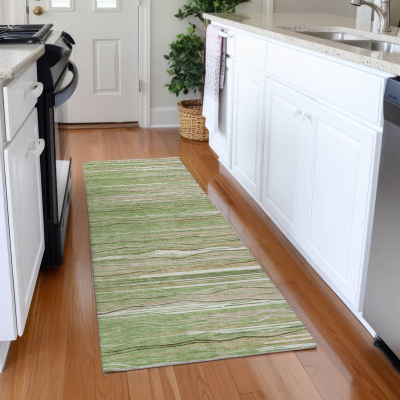 Tapis à rayures Lyndhurst AMF996 lavable à la machine de qualité supérieure, Tapis de couloir 2 pi 3 po x 7 pi 6 po