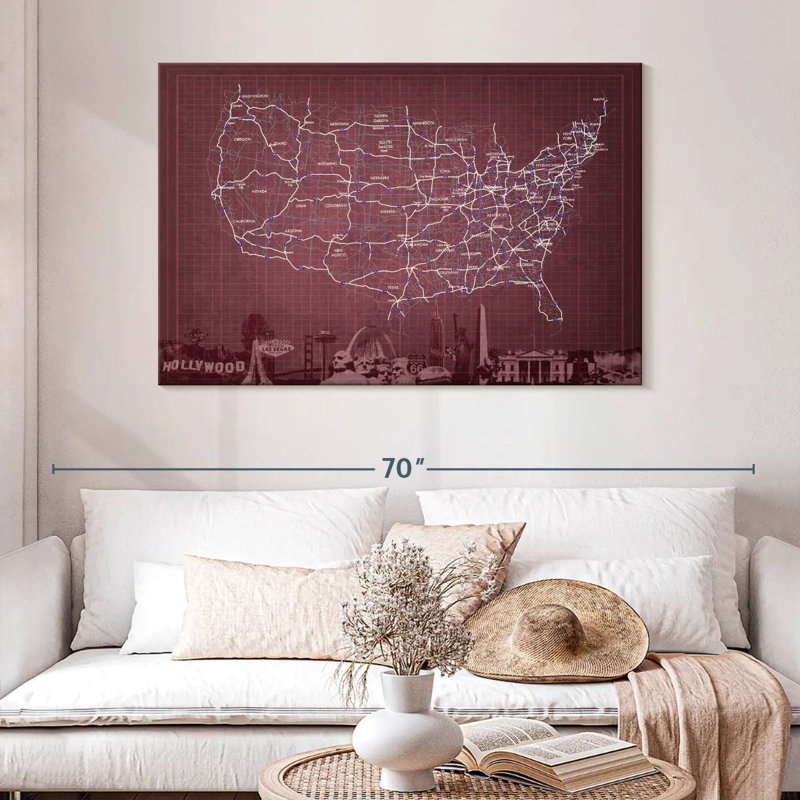 Carte des Aloon Maroon Highway, États-Unis, H 32 po x l 48 po