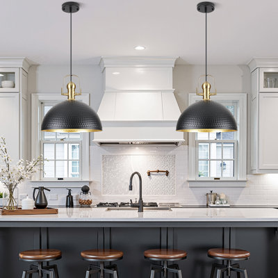 2-Light 15.7 Inches Oversized Large Hammered Large Dome Industrial Pendant Light For Kitchen, Dining Room Living