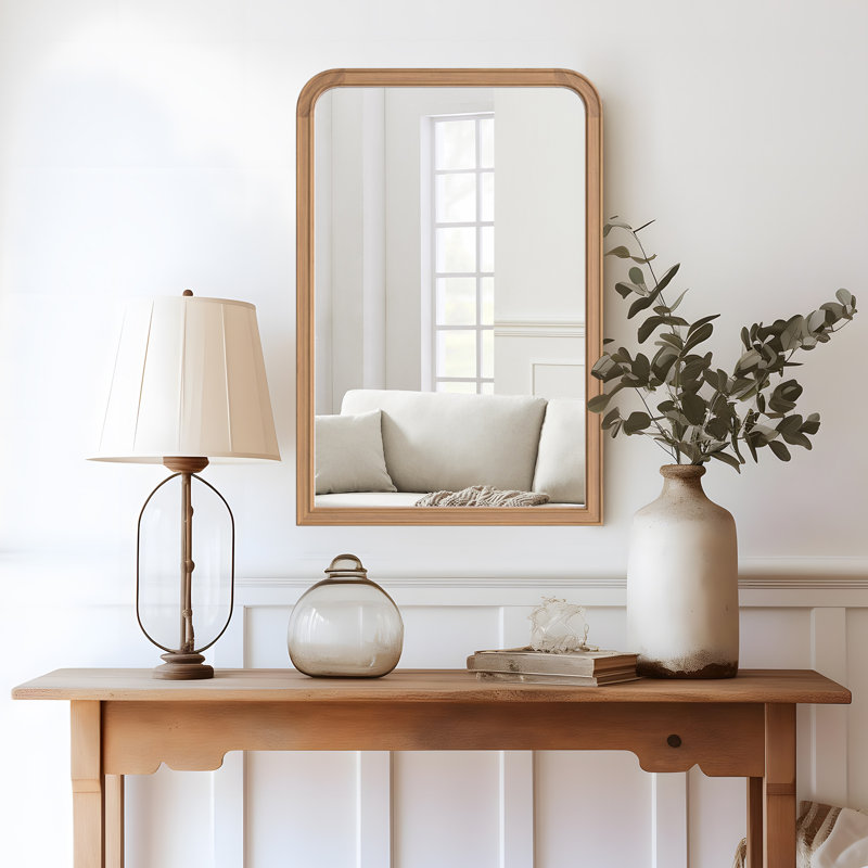 Bathroom/Vanity Wall Mirror with Wood Frame, 36" x 24", Deep Honey