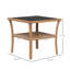 Table basse d'extérieur polyvalente carrée avec plateau en verre trempé et rangement à 2 niveaux