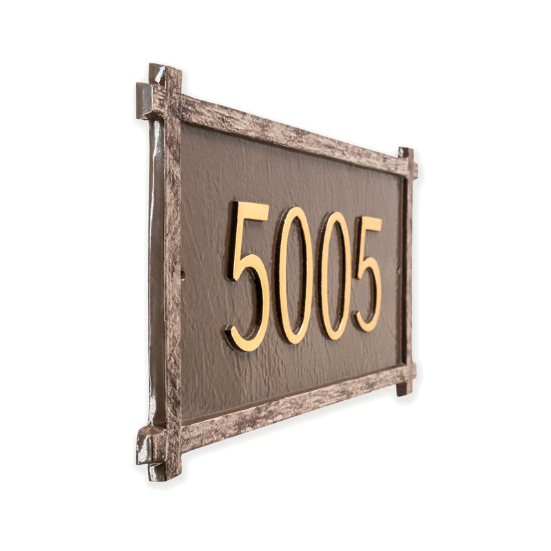 Plaque d’adresse murale sur 2 lignes, Bronze vieilli / doré, Oui