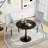 Modern 3-Piece Round Dining Set, Black Pedestal Table & Tufted Chairs-1734596104