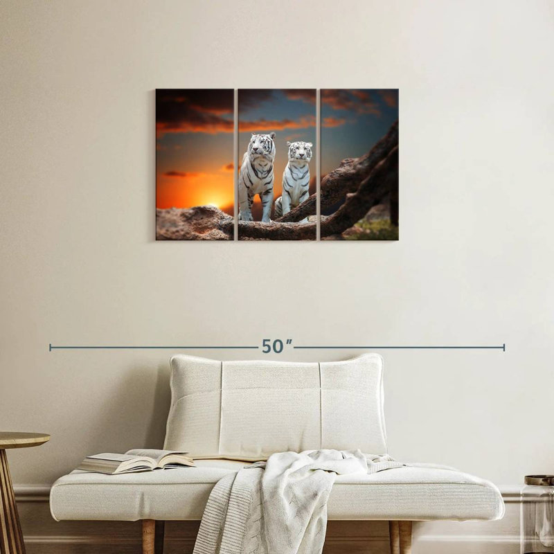 Brampt Wild White Tigers, 20" H x 33" W