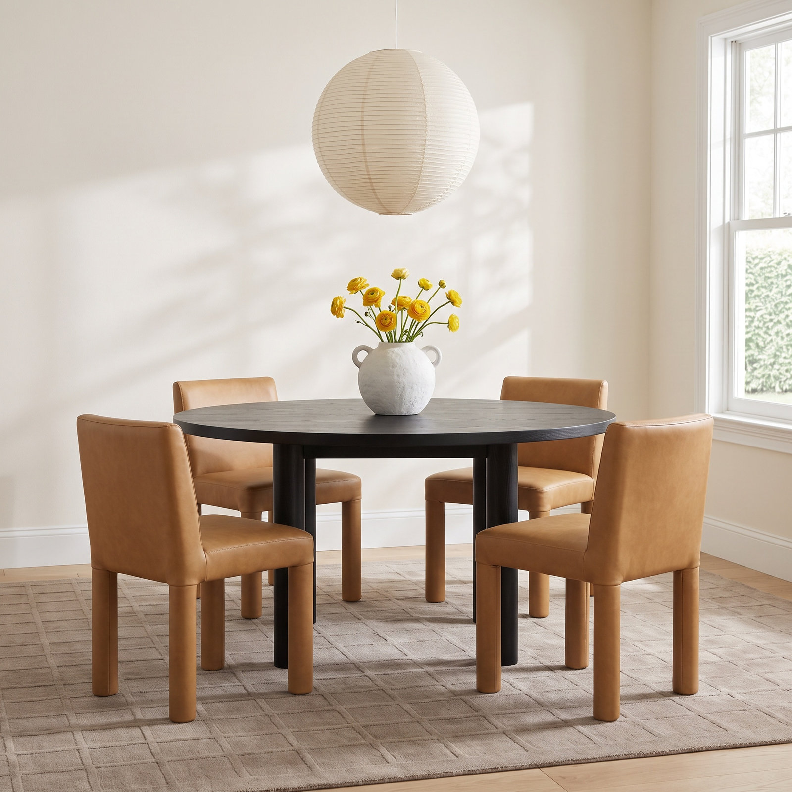 Good Times 60'' Round Dining Table, Black Ash