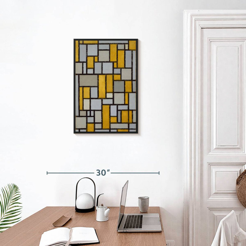 Composition avec grille 1, Cadre flottant noir, 17 po x 25 po