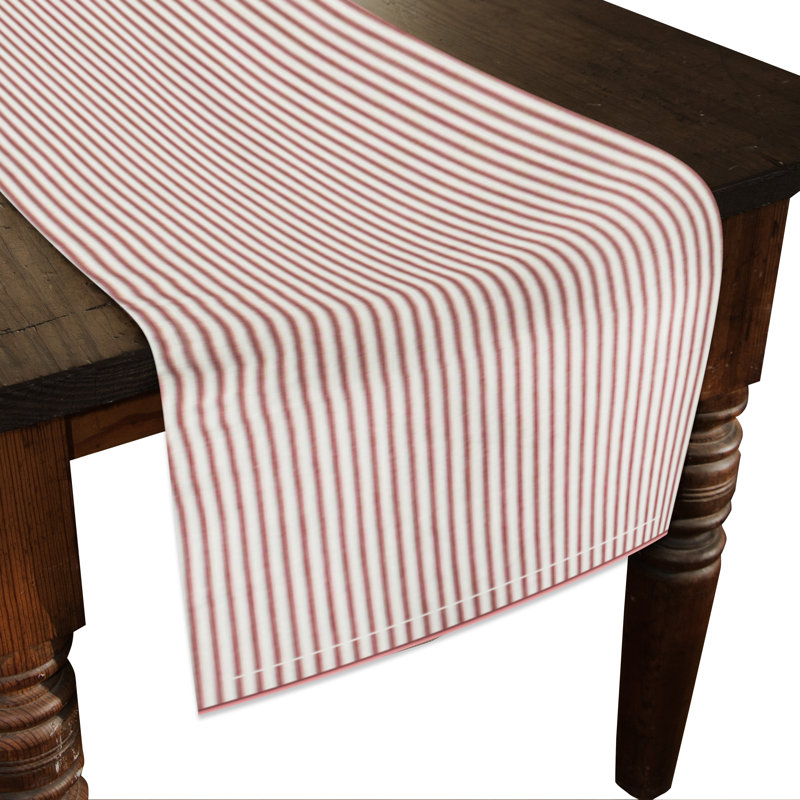 Hannatou Striped 100% Cotton Table Runner, Red