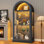Vitrine à 5 niveaux avec portes vitrées Kepptory, vitrine arquée de 71 po de hauteur avec design de ligne romaine et lumières DEL, vitrine pour bibliothèque, salon, bureau et cuisine