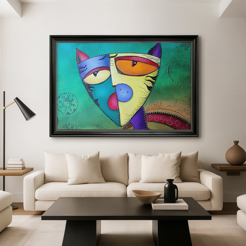 Celestial Cat-Laura Barbosa-Toile encadrée sur mesure, 28 po x 40 po, Toile avec cadre, Perle noire mate
