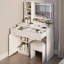 Bureau de coiffeuse Fashion avec miroir lumineux, 3 lumières DEL à intensité variable et 2 grands tiroirs