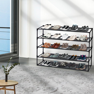 5 Tier Adjustable Fabric Shoe Rack Storage Organizer Stackable Shoe Shelf