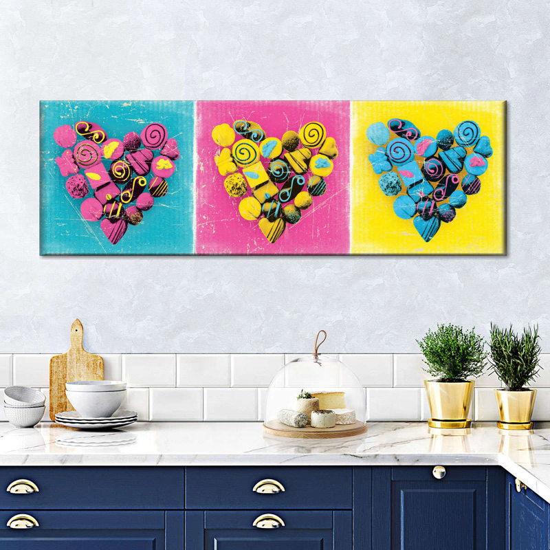 " Pastel Heart Chocolates " by PaintboxJenny, 8" H x 24" W x 1" D