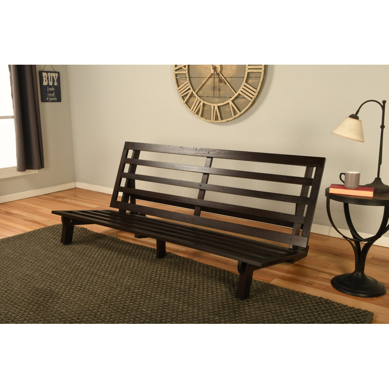 Higden Full 75" Wide Carson Java Futon with Mattress, Linen Aqua Polyester