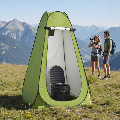 Portable Toilet Kit, 330 lbs Load Capacity, Folding Camping Toilet with Pop-Up Privacy Tent, Outdoor Travel Potty for Adults with Carry Bags, Trash Bags, Suitable for RV Travel, Camping, Hiking
