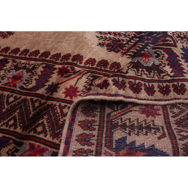 Tapis zone en laine brun/rouge 6 pi 10 po x 9 pi noué la finest rizbaft one-of-kind à main Binoche