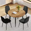 Table de salle à manger ronde extensible avec plateau en panneau de fibres à densité moyenne et chaises en lin et en coton, parfaite pour les réunions de famille et les soupers