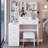 37" Middle Size Left Bedside Cabinet Vanity Table + Cushioned Stool Dresser Set, 2 AC+2 USB Socket, Hair Dryer Stand, Large Touch Control LED Sliding Mirror, 3-Color Switch, EPA, GCC, UL Certificate-1773228988
