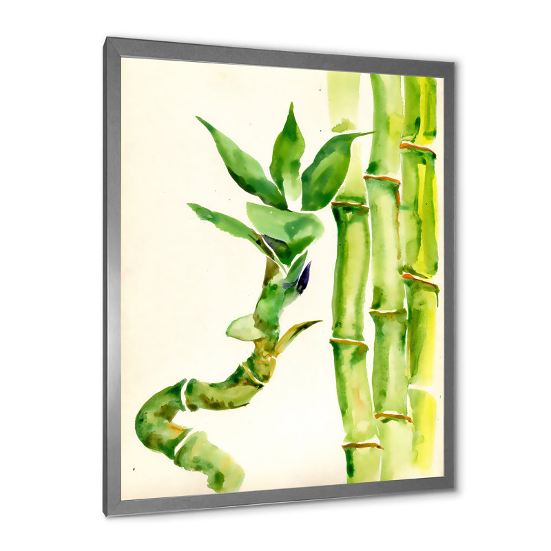Bamboo Branches in the Forest VI - Photographie sur toile à cadre flottant, Encadrement argenté, H 32 po x l 16 po x P 1 po
