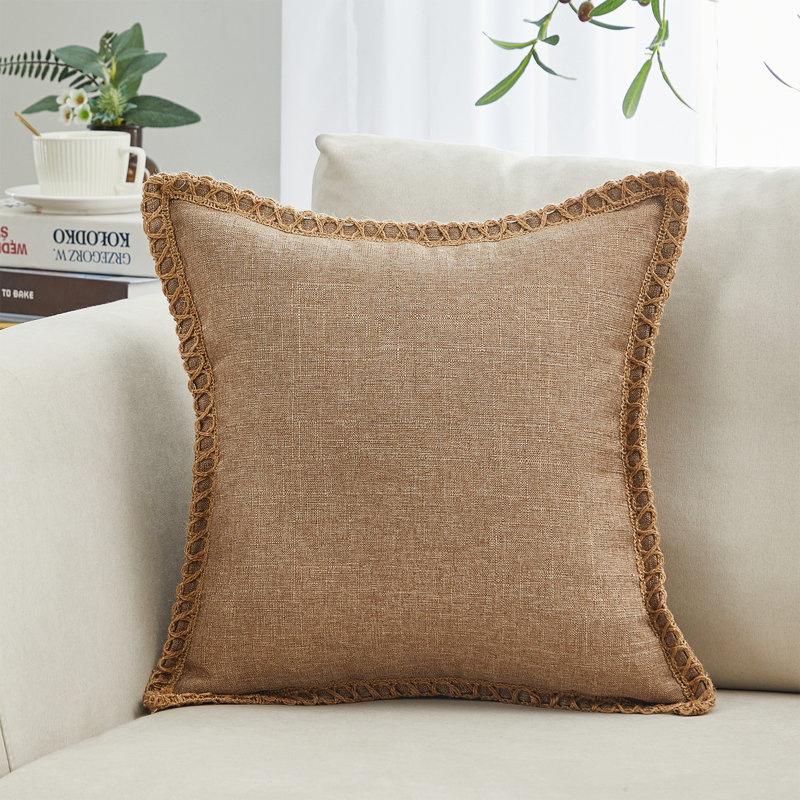 Coussin décoratif en coton Cotton Linen, Beige